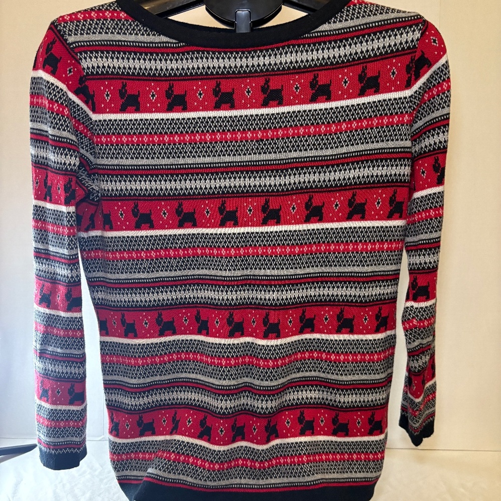Karen Scott Wimens Red Sweater Scottie Dog Womens Sz L Pullover Knit Holiday